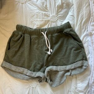 green sweatshorts